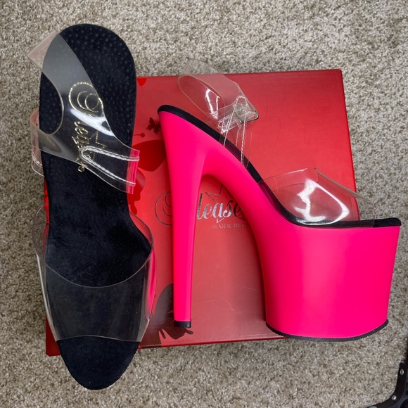 Neon Pink Platform Stiletto Heels